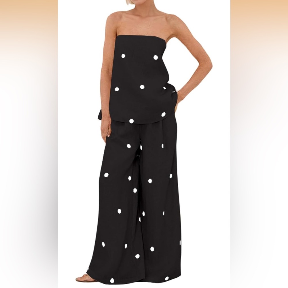 Black Polka Dot Two-Piece Set